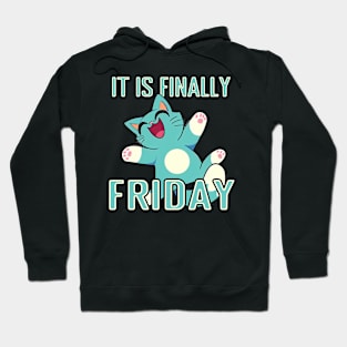 Cartoon Cat - Finally Friday Hoodie